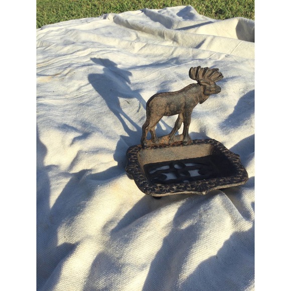 Unbranded Other - Cast iron moose soap holder 6” rustic cabin woods granola black bathroom decor